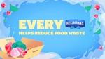 Hellmann’s purpose scene with brand logo. Box of mixed food and salad indicates low food waste.