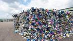 Veolia recycling facility showing a pile of mixed PET plastic ready to be recycled