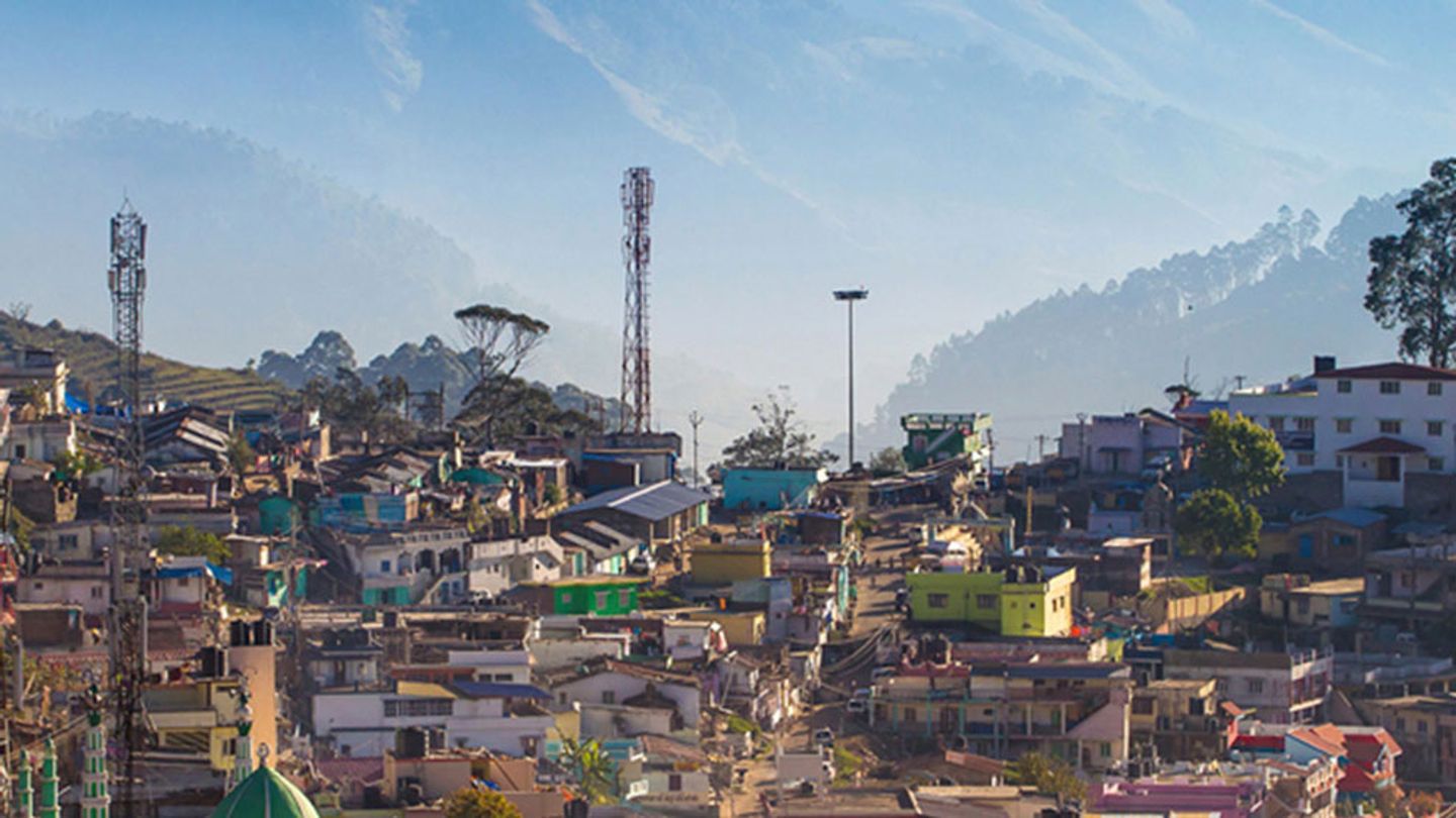 A view of a small town in India