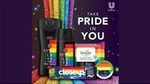 An image of different Unilever brands with Pride packaging to support Switchboard.