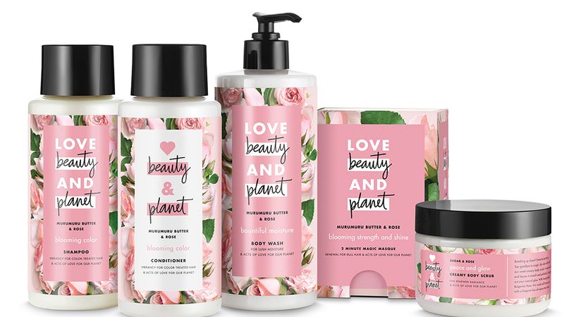 A range of Love Beauty and planet products