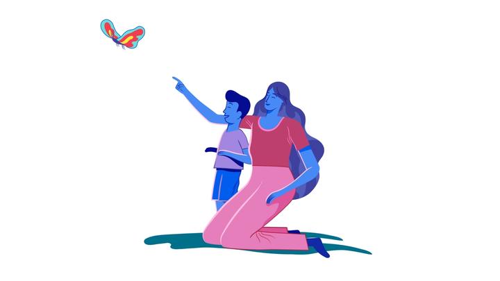 Matka, dziecko, motyl