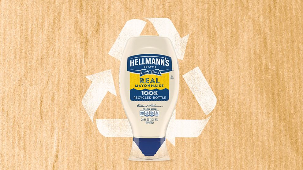 Hellmann’s 100% recycled bottle.