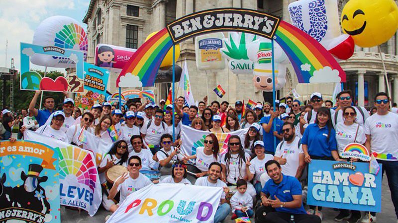 Ben & Jerry's staff and their families at Mexico City's Pride event in June 2018