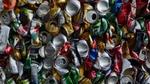 Drink cans, compacted and ready for recycling