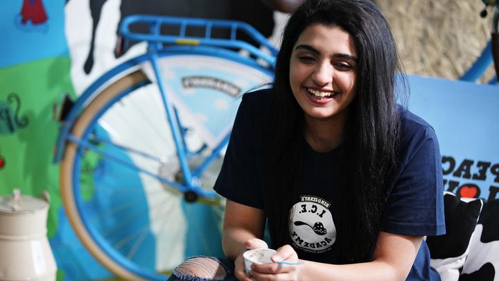 Young girl eating Ben & Jerry's