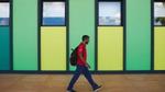A student walking the hallway