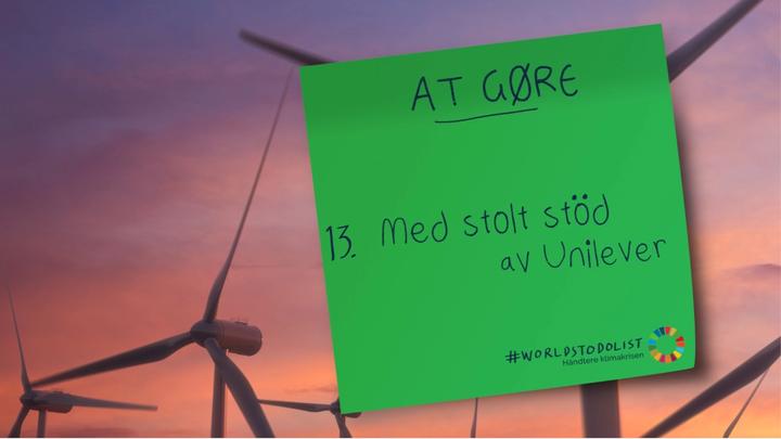 Banner with wind turbines image and then a green sticky note on the right-hand side #WorldsToDoList