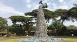 Sculpture titled ‘Turn off the plastic tap’ by artist Benjamin von Wong, made with plastic waste from Nairobi’s Kibera slum.