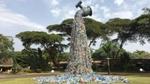 Sculpture titled ‘Turn off the plastic tap’ by artist Benjamin von Wong, made with plastic waste from Nairobi’s Kibera slum.