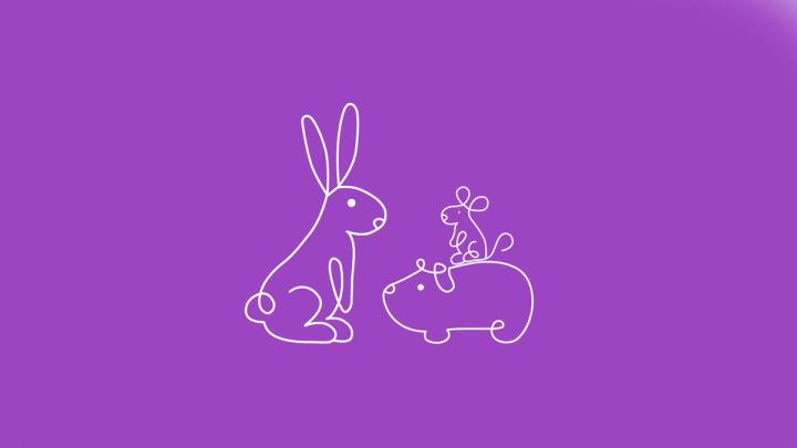 high-five rabbit line-drawing animation