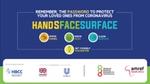 Mural showing the password for the campaing updated for HBCC2. It reads 'Hands Face Surface' and includes a vaccine reminder