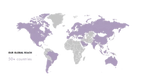A map showing the countries in which Love Beauty and Planet is now sold