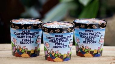 Three tubs of Ben and Jerrys ice cream
