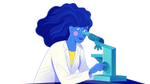 An illustration of a person looking through a microscope