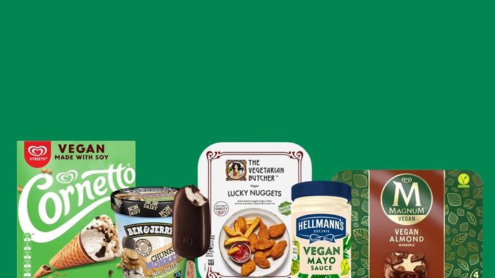 Image shows Unilever's range of plant-based products
