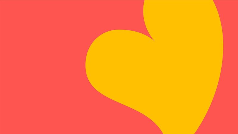 Yellow heart on a pink background