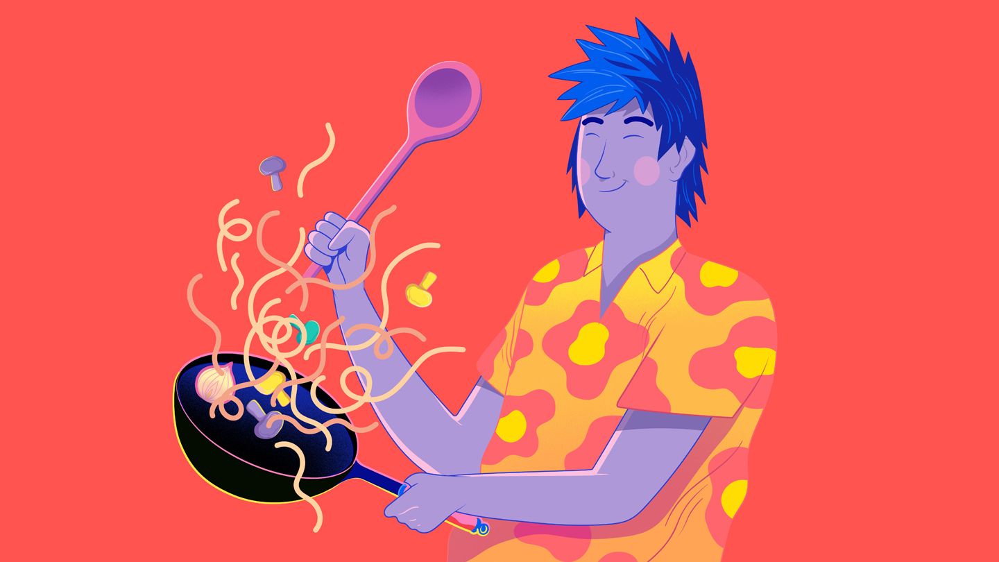 Illustration of a man cooking