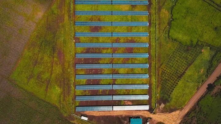 Sky view of solar panels