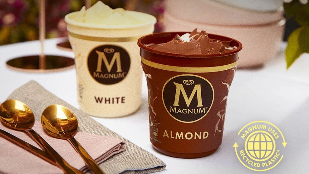 Magnum recycled plastic ice cream tub