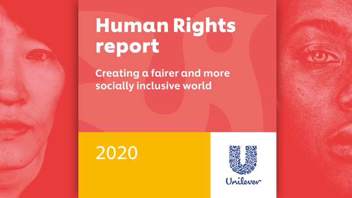 The cover of Unilever’s Human Rights Report 2020