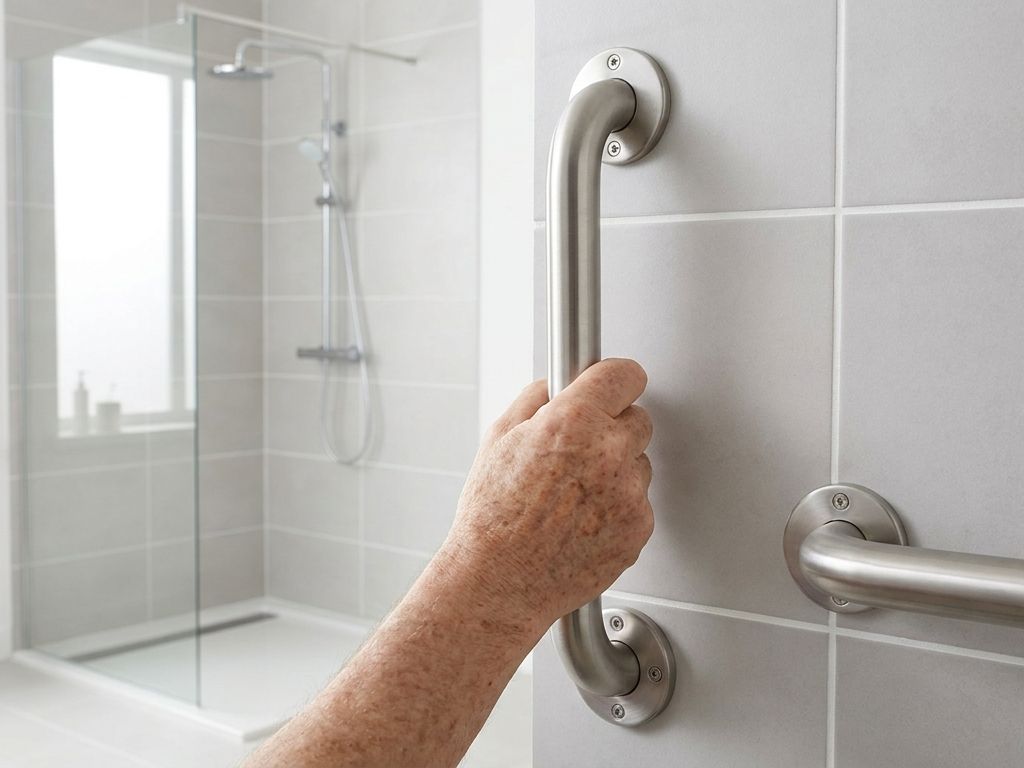 Haltegriff aus Edelstahl im barrierefreien Badezimmer