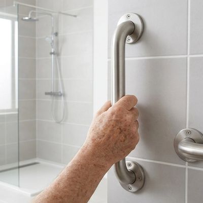 Haltegriff aus Edelstahl im barrierefreien Badezimmer