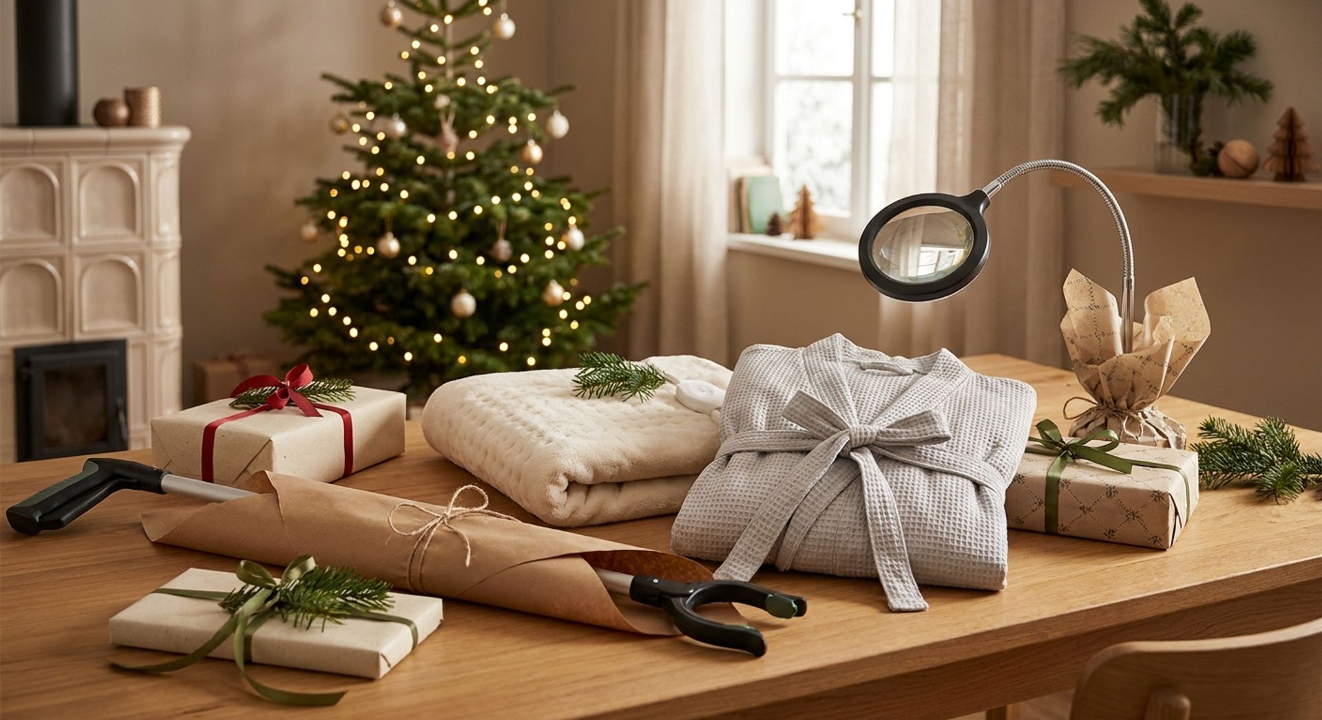 Geschenktisch mit praktischen Hilfsmitteln