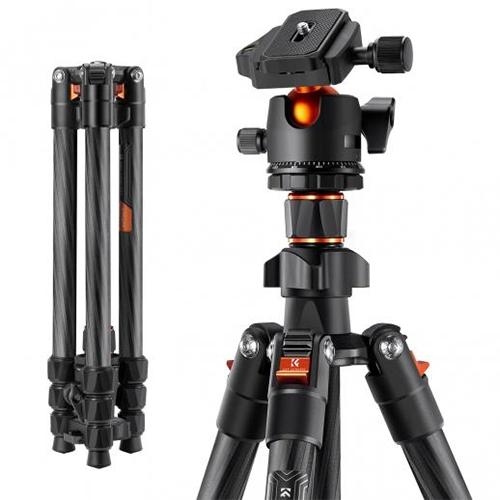 K&F 09.123 Concept Carbon Fiber Camera Tripod | Lightweight Portable Travel Tripod | Quick Release Plate w/Bag for Landscape Photography | Payload 8Kg | Weights 1.1Kg | max Height 162 cm