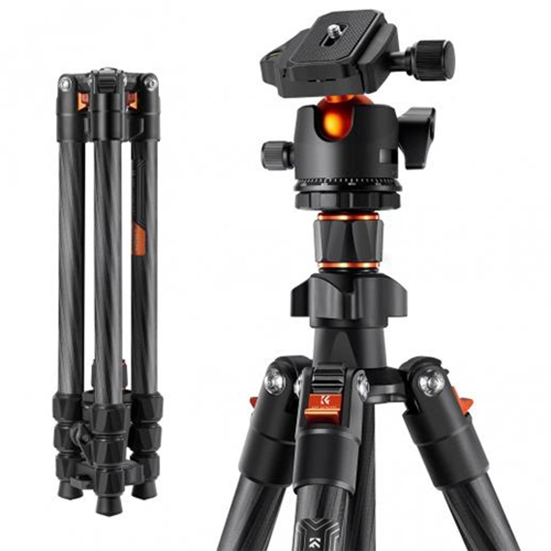 K&F 09.123 Concept  Carbon Fiber Camera Tripod | Lightweight Portable Travel Tripod | Quick Release Plate w/Bag for Landscape Photography | Payload 8Kg | Weights 1.1Kg | max Height 162 cm