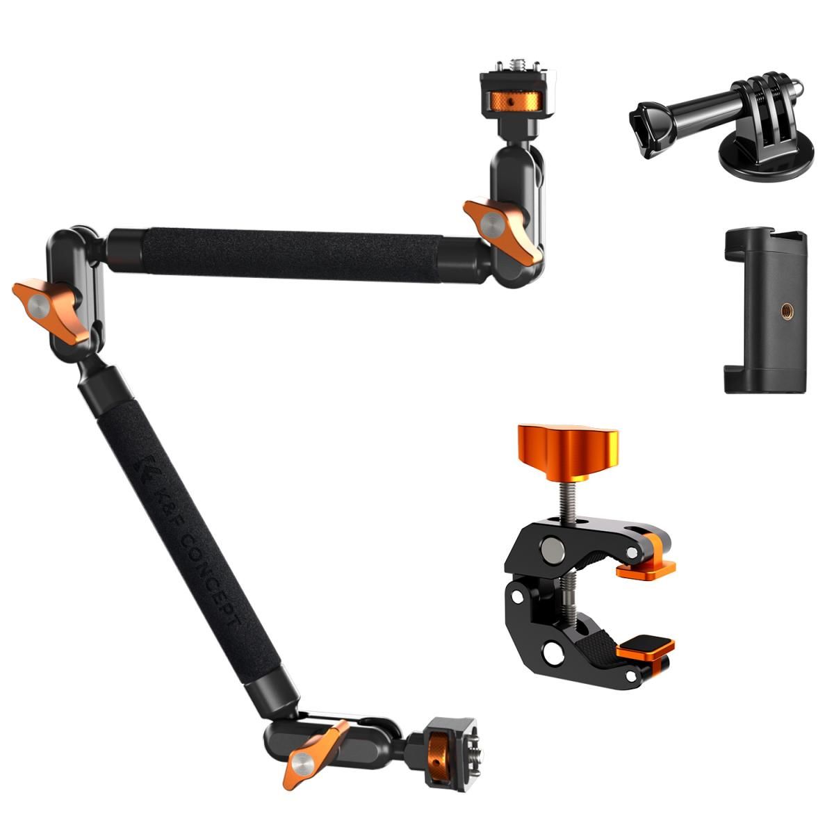 Magic Arm Clamp Kit, Overhead Desk Camera Mount, Long Articulating Friction Boom Arm for Phone, Action Camera, LED Light, Microphone, K&F CONCEPT