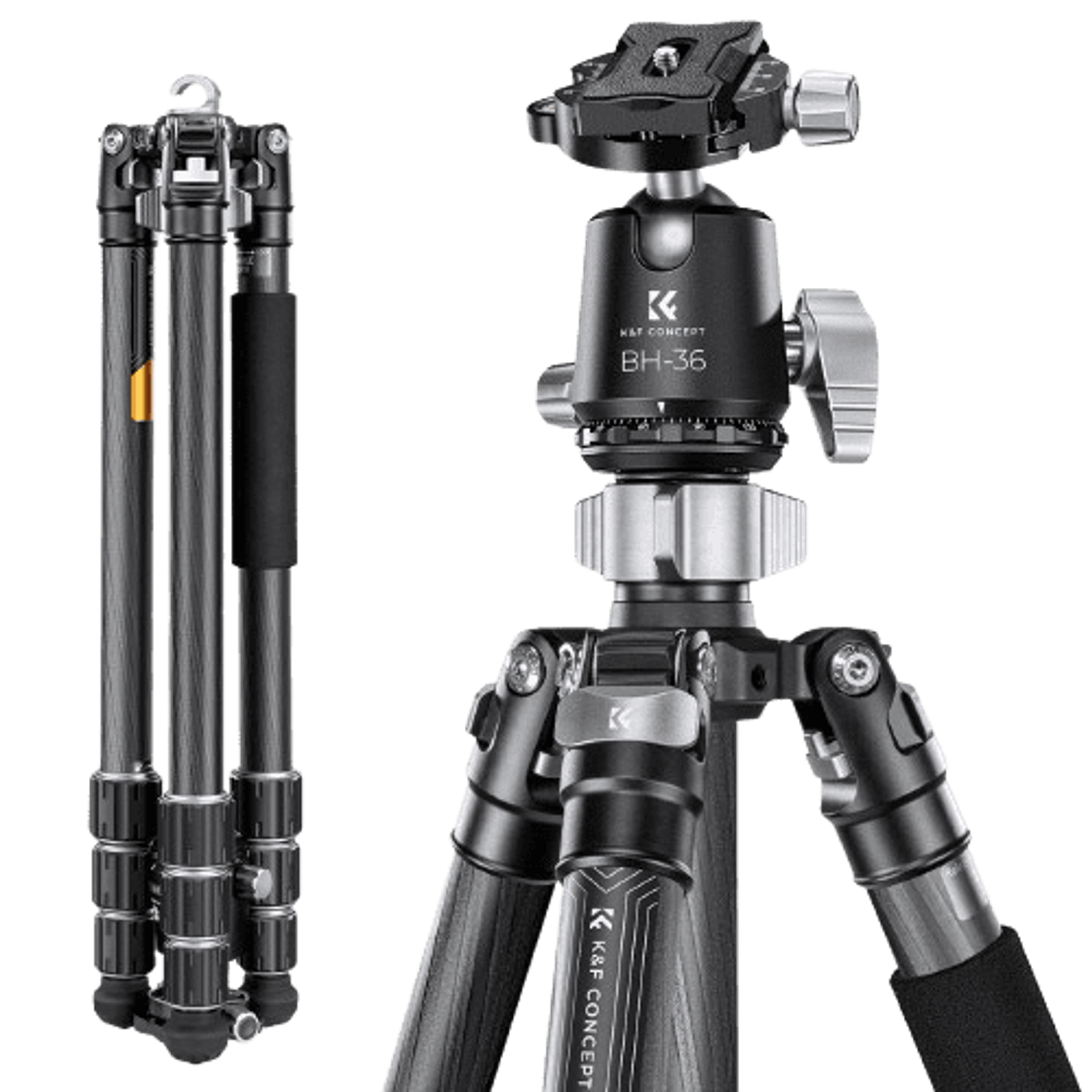 K&F 09.117 Concept X-Series 172cm Carbon Fiber Camera Tripod,Professional 35.2lbs Loads