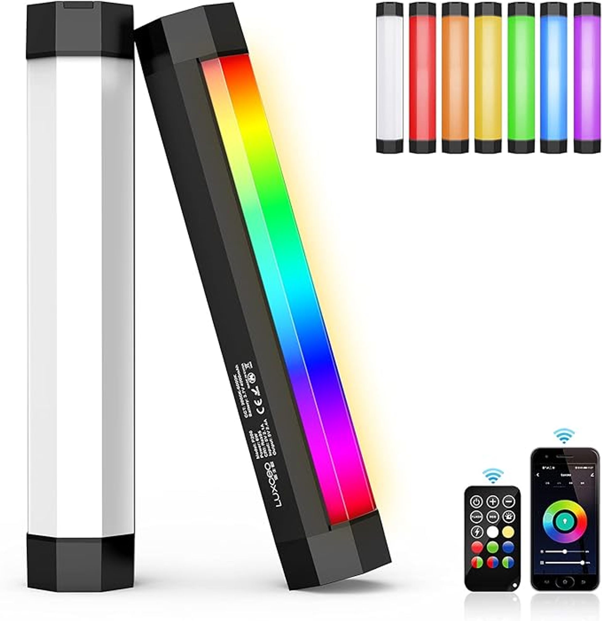 LUXCEO P200 Waterproof RGBWW Video Light Tube - APP Control, Long-lasting Battery for Photography/Video/Studio