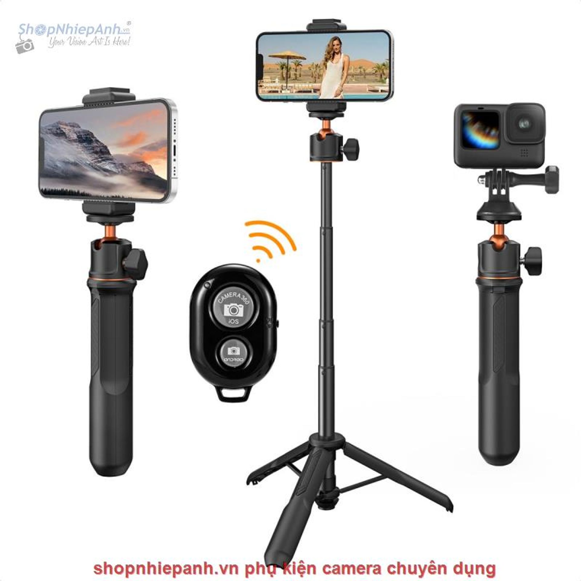 K&F Concept MS11 Mini Tripod 3 in 1 For HP Smartphone & Camera Action Cam with Bluetooth Remote K&F Concept