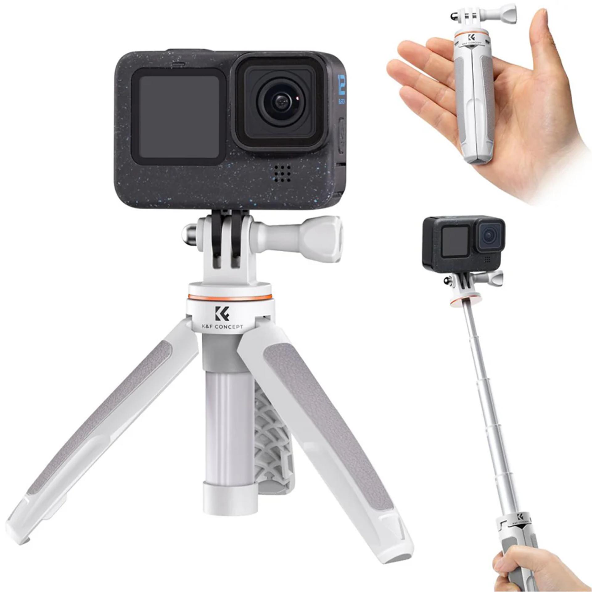 K&F CONCEPT MS03 33.5cm/13.2" Selfie Stick Tripod, Portable Vlog Handle Grip Action Camera Selfie Stick for GoPro Hero 13/12/11/10/9/8/Max, DJI Osmo Action 5/4/3/2/1. (Black)