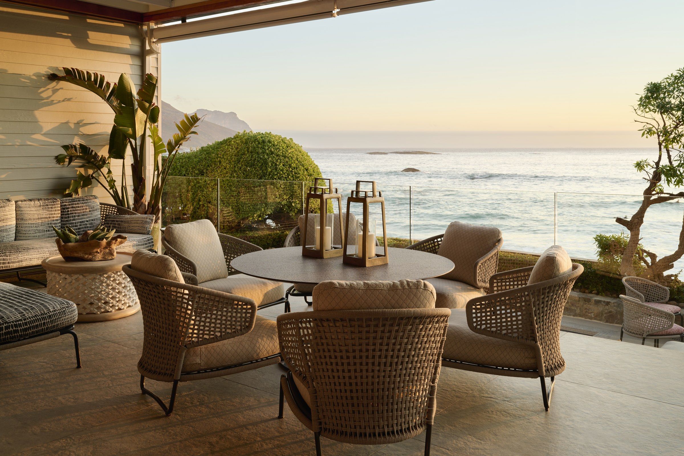 Covered patio overlooking the Atlantic Ocean at Ivory Kai