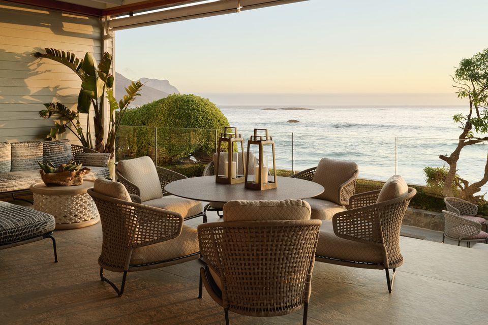 Covered patio overlooking the Atlantic Ocean at Ivory Kai