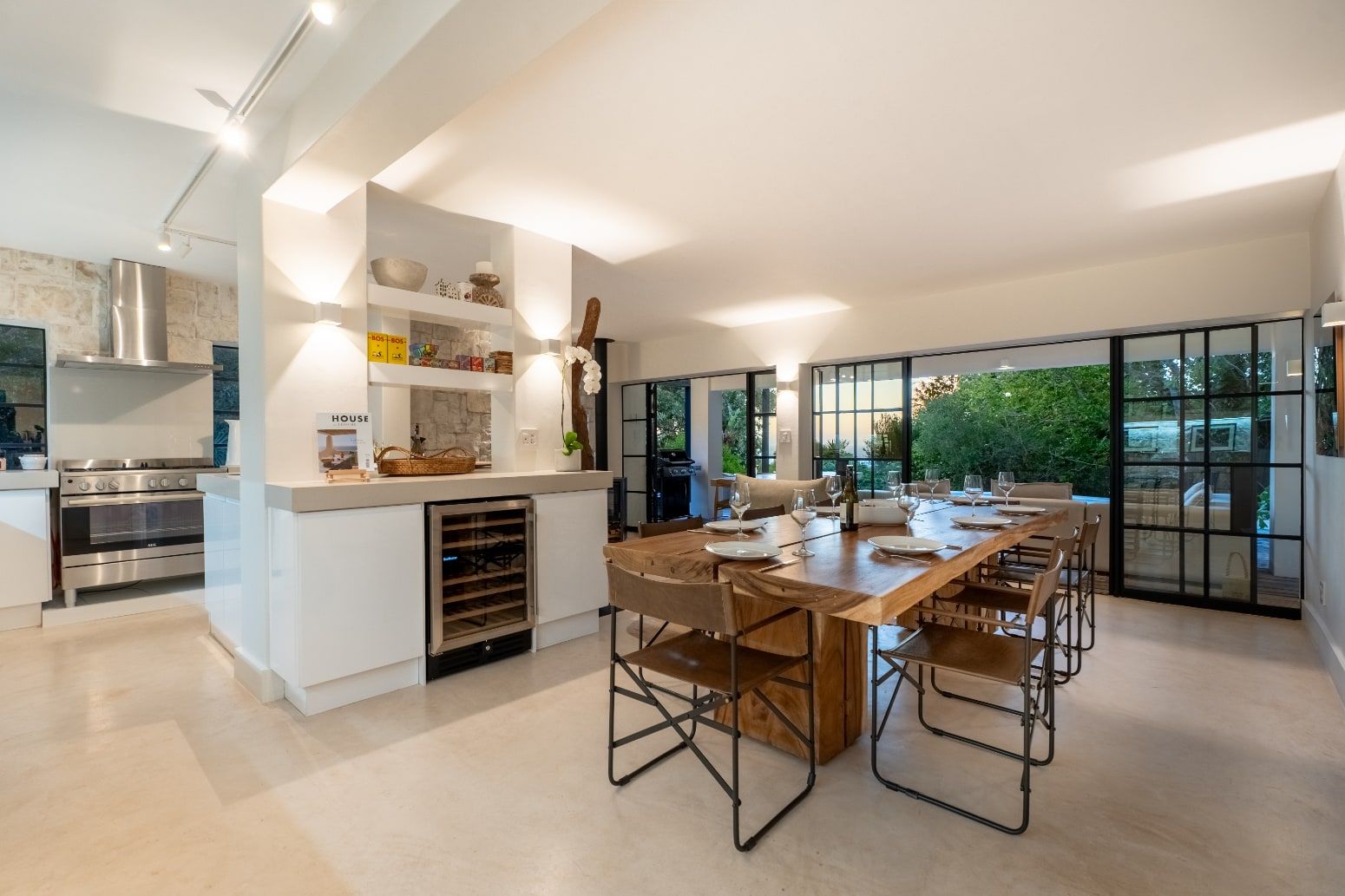 Open-plan kitchen and dining area