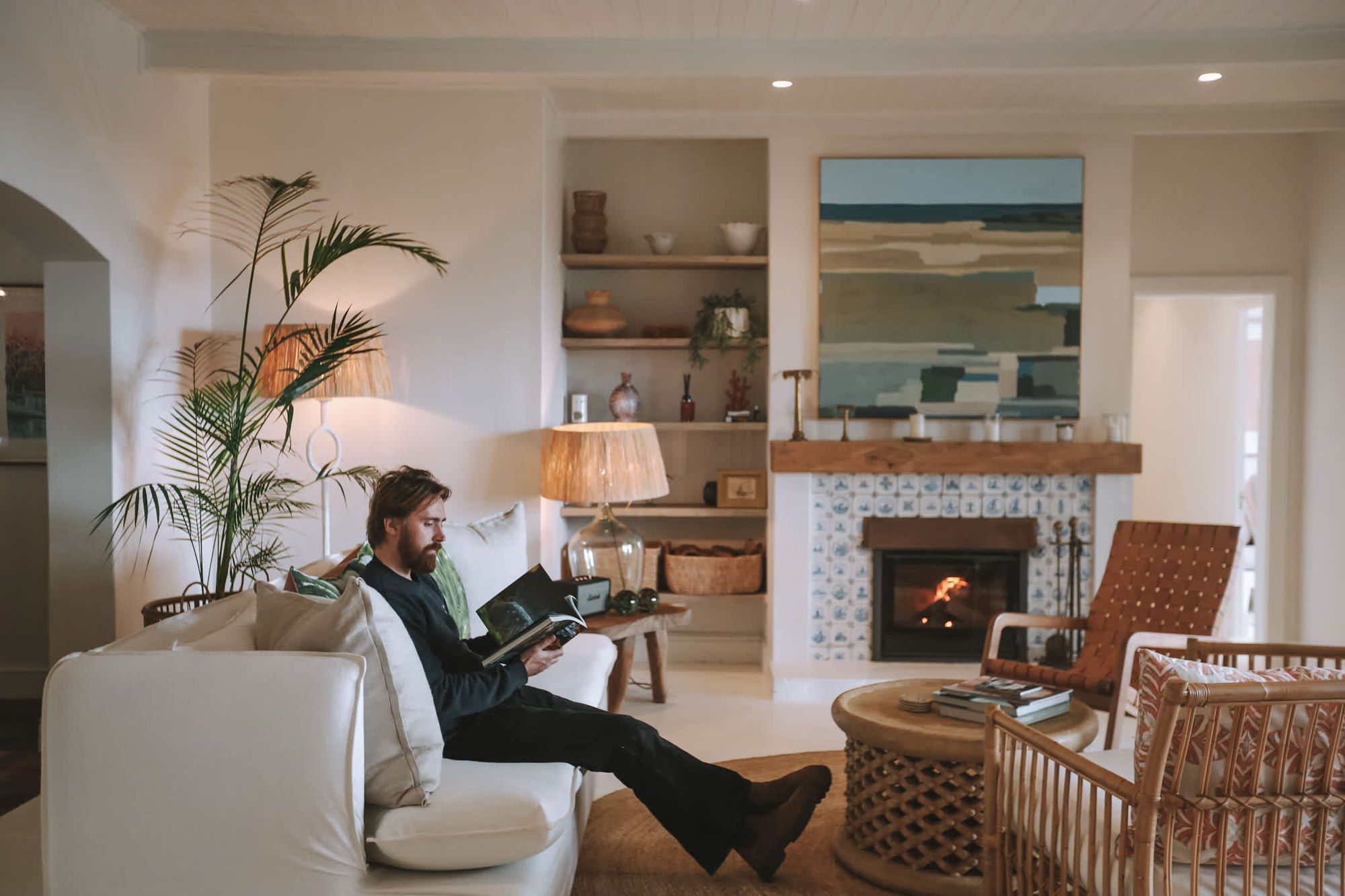 Fireplace lounge at Linea