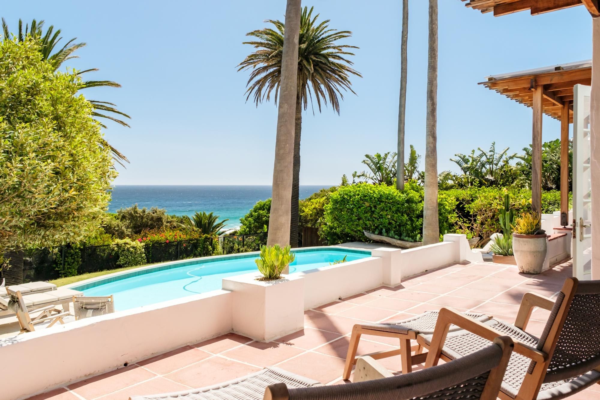 Pool terrace with ocean views at Linea
