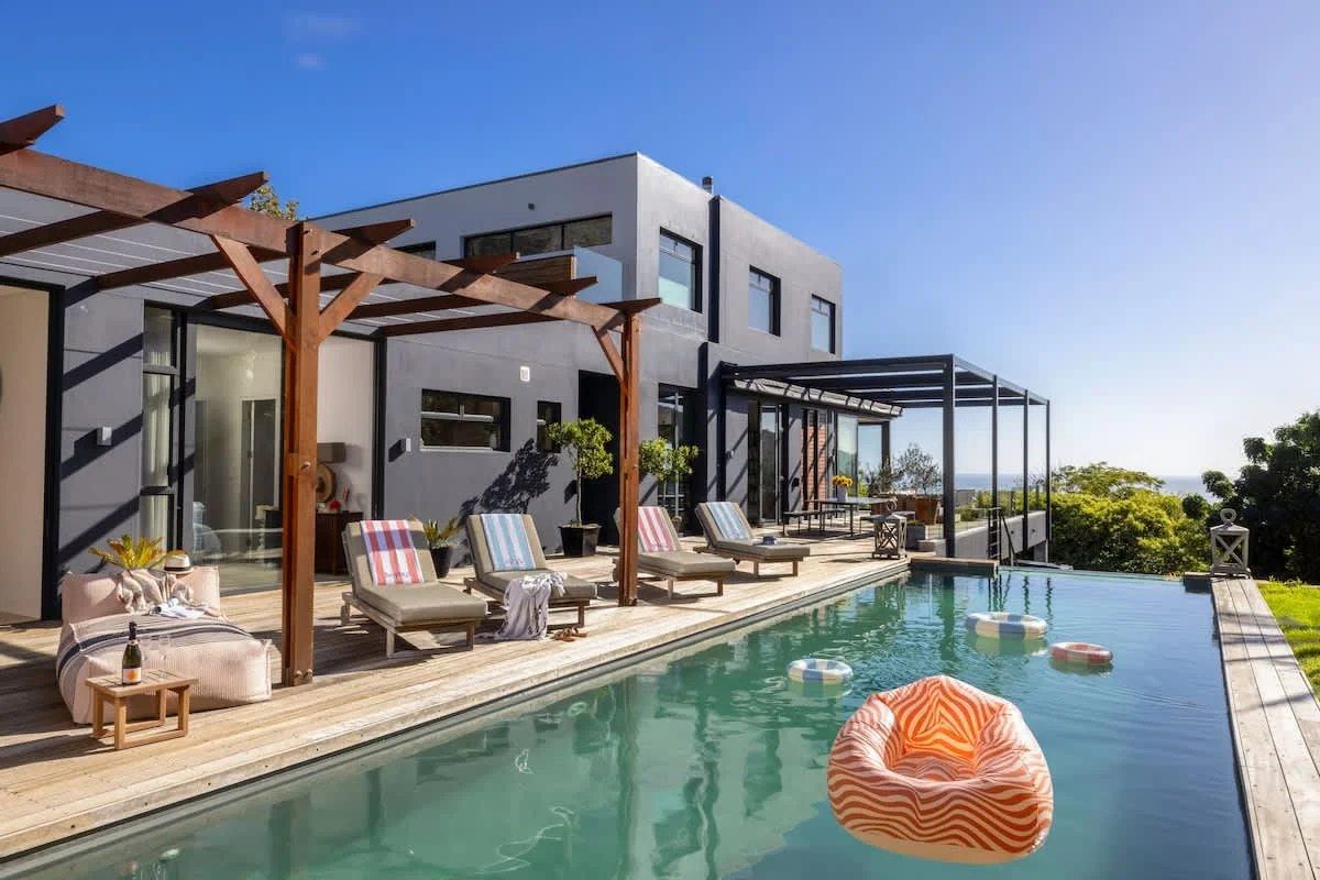 Villa Lushara pool terrace and contemporary exterior in Camps Bay
