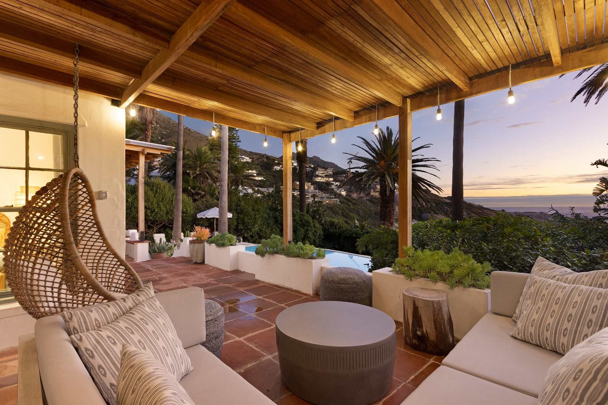 Covered sunset terrace at Linea