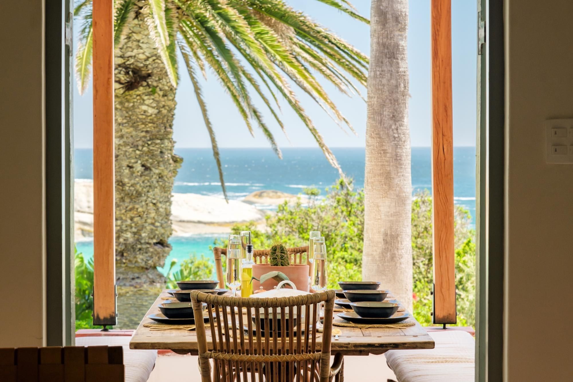 Ocean-facing outdoor dining area at Linea