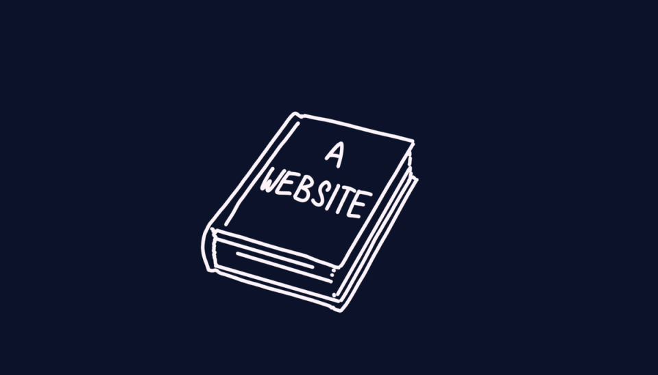 Illstration of a book titled “a website”
