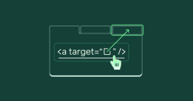 Abstract illustration of an html anchor tag opening a new tab