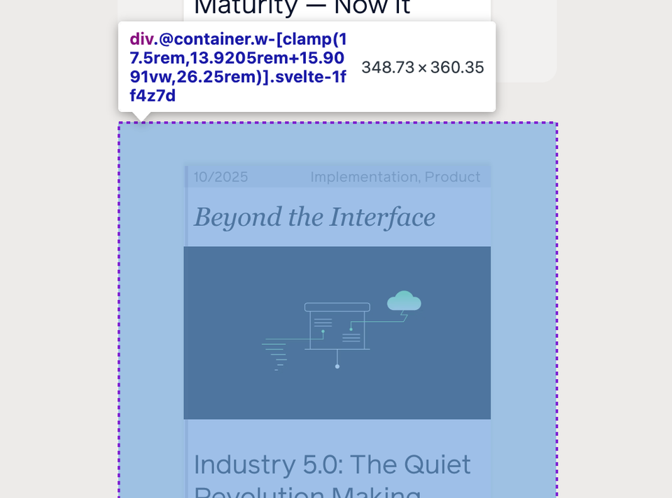 Screenshot of blog post preview with dev tools highlights
