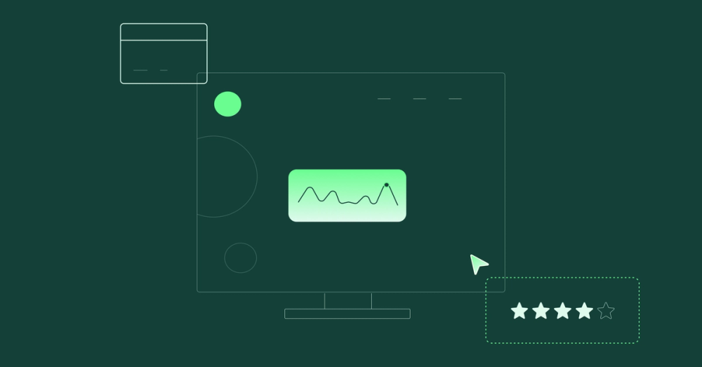 Abstract graphic of charts and ratings improving, illustration the power of early usability testing