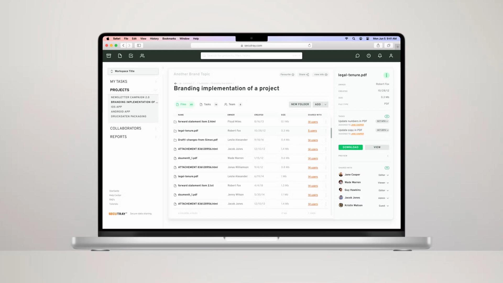 Redesign of a Secure File Sharing Service