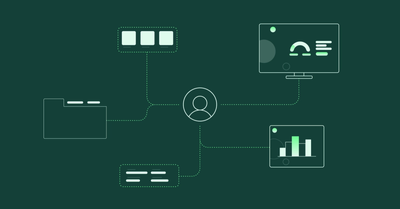 Abstract illustration highlighting various data sets informing the persona creation process