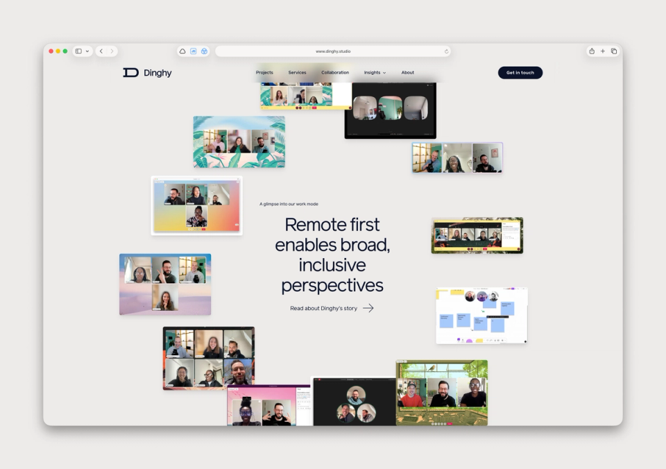 Screenshot of circular layout on dinghy website